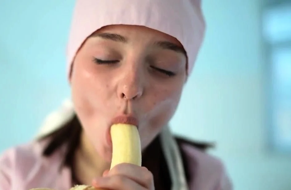 Young nurse and her banana