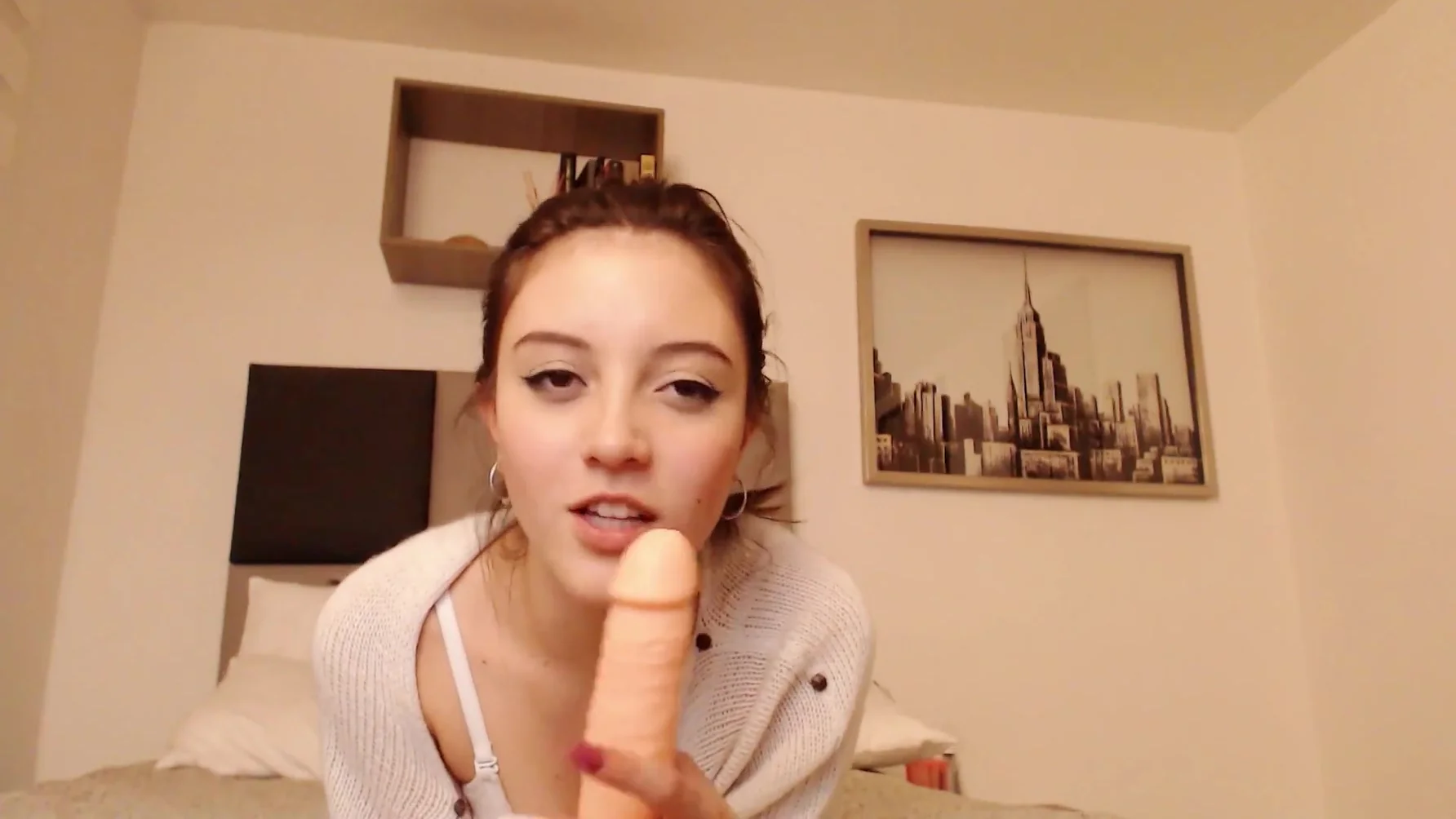 Beautiful And Cute Nerdy Colombian Girl Loves To Misbehave For Step daddy On His Webcam Show, While She Learns How To Satisfy