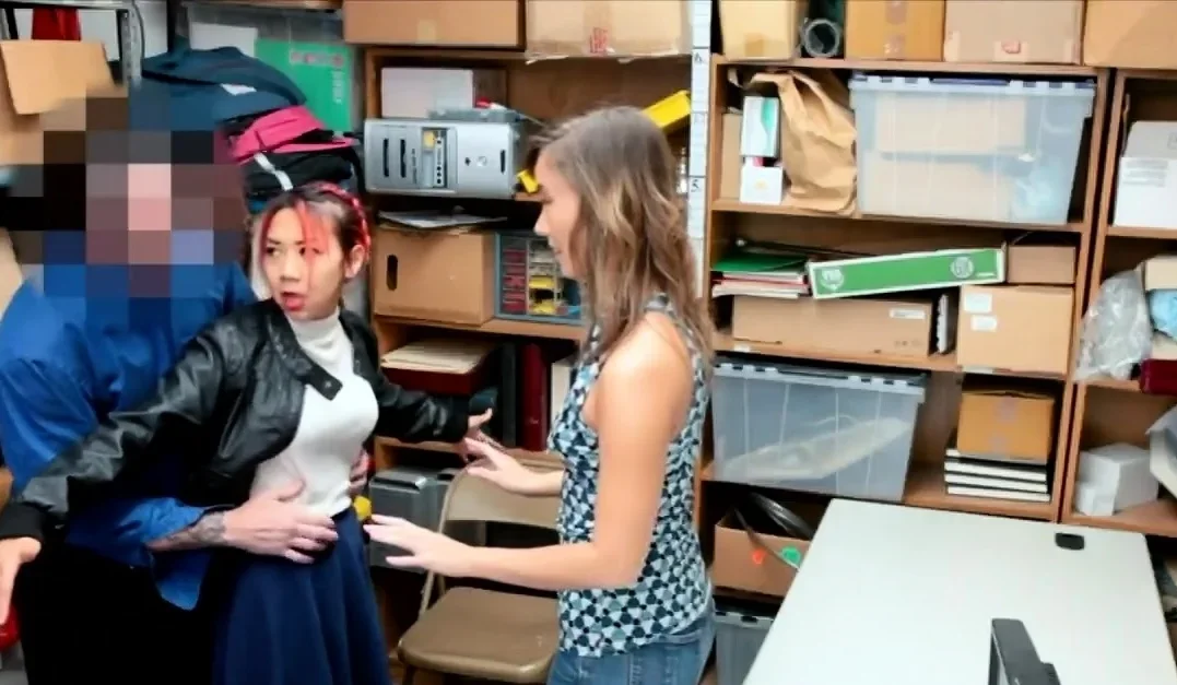 Asian MILF makes a deal with the security guard