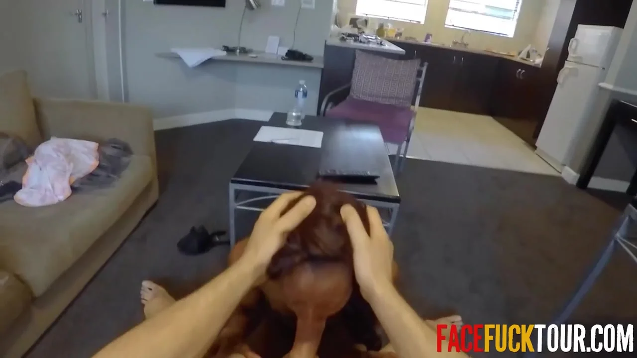 Ebony babe total submission face fucking HUGE white cock