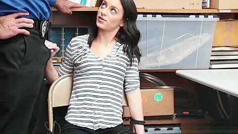 Shoplifter Kylie Martin sucks and fuck dudes huge hard cock