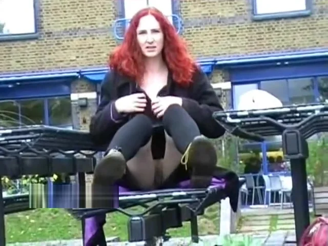 Redhead flasher Monicas public masturbation and milf babes outdoor exhibit