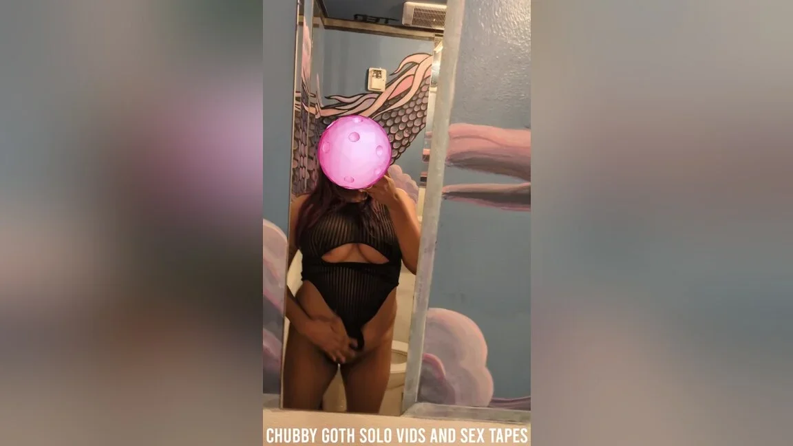 Chubby Goth Girl Strips And Fingers Herself In Bar Bathroom