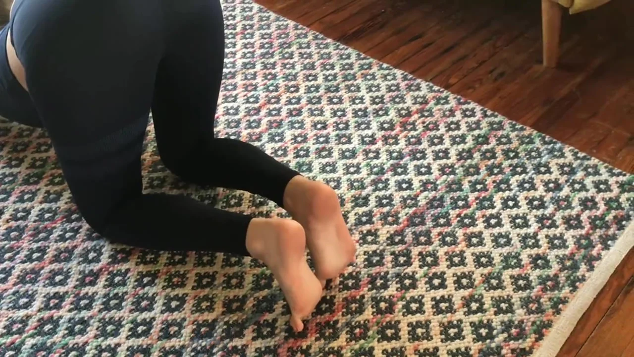 Perfect teen 18+ Feet Scrunching Doing Yoga