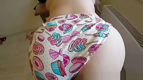 MILF Fucks strapon girlfriend. large juicy butt in shorts. POV