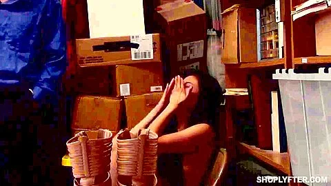 Ember Snow - Tiny Asian Shoplifter Needs To Give Head To Horny Guard