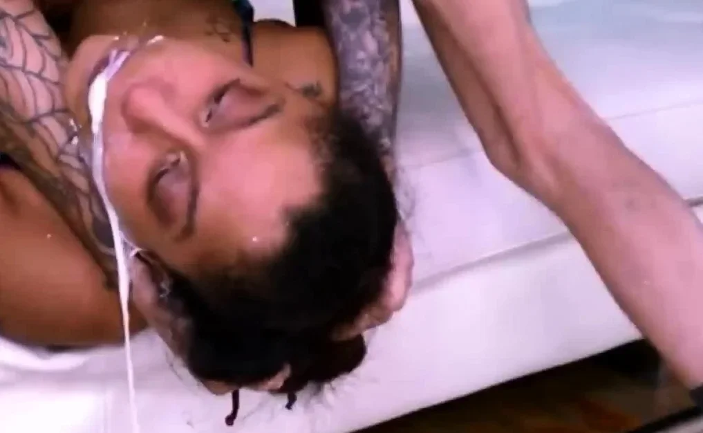 White cock overloads black woman mouth