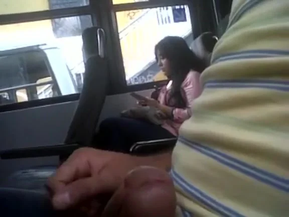 Man strokes his penis in the bus