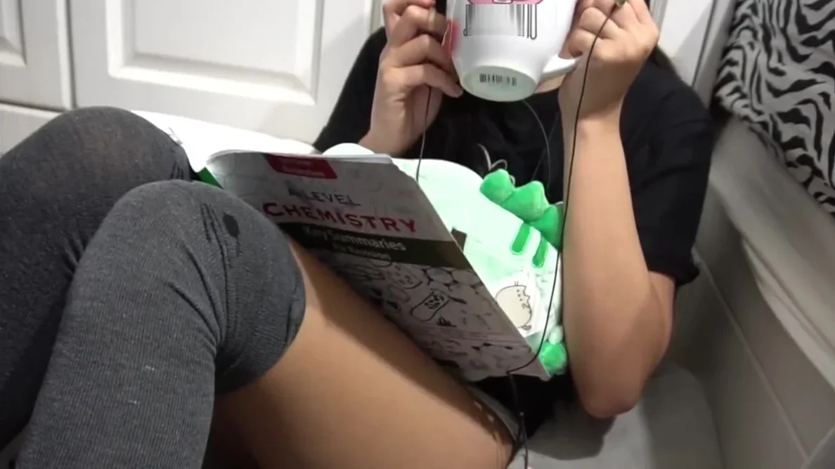 Sexy asian girl with beautiful legs - Knee high socks. ASMR
