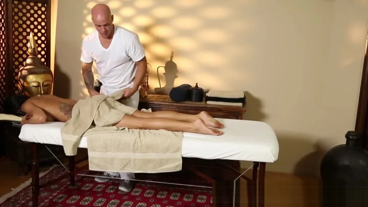 Busty massage babe pounded doggystyle