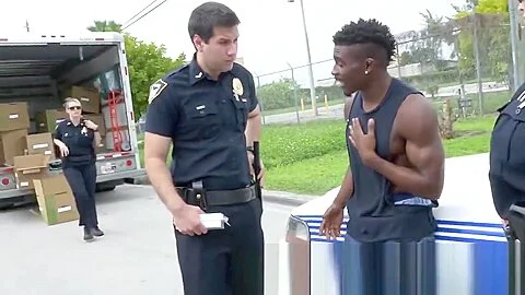 Mature blonde cop with perfect tits has her pussy stretched by a black stud