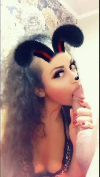 a cute vampire girl sucks every last drop out of her on snapchat