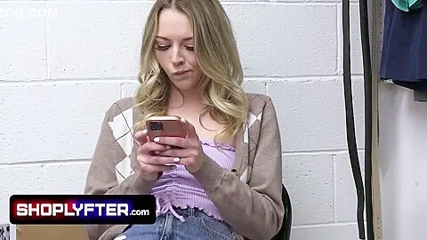 Blonde Babe Finds Herself Stripped By Perv Security Officer In The Backroom
