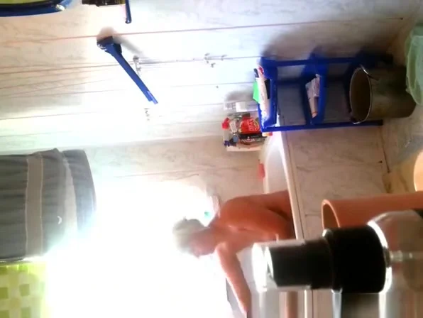 Chubby wife washing her body