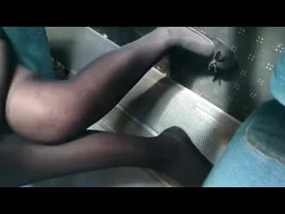 Candid pantyhose ballerinas in train