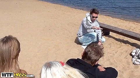 Autumn and Grace and Molly and Olie and Savannah in outdoors lesbian sex video with cute college girls