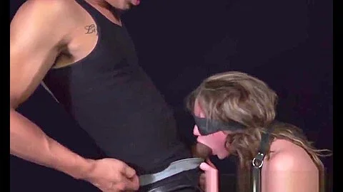 Bound and humiliated teen 18+ gags on huge cock