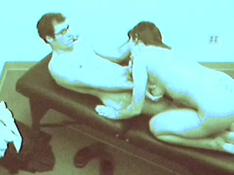 Classic clip with a brunette giving head and getting nailed on a massage table