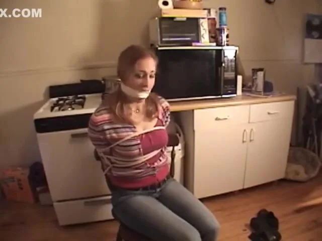 Girl Chair-tied And Gagged In The Kitchen