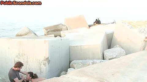 BDSM public slut deepthroats cock outdoor in front voyeurs