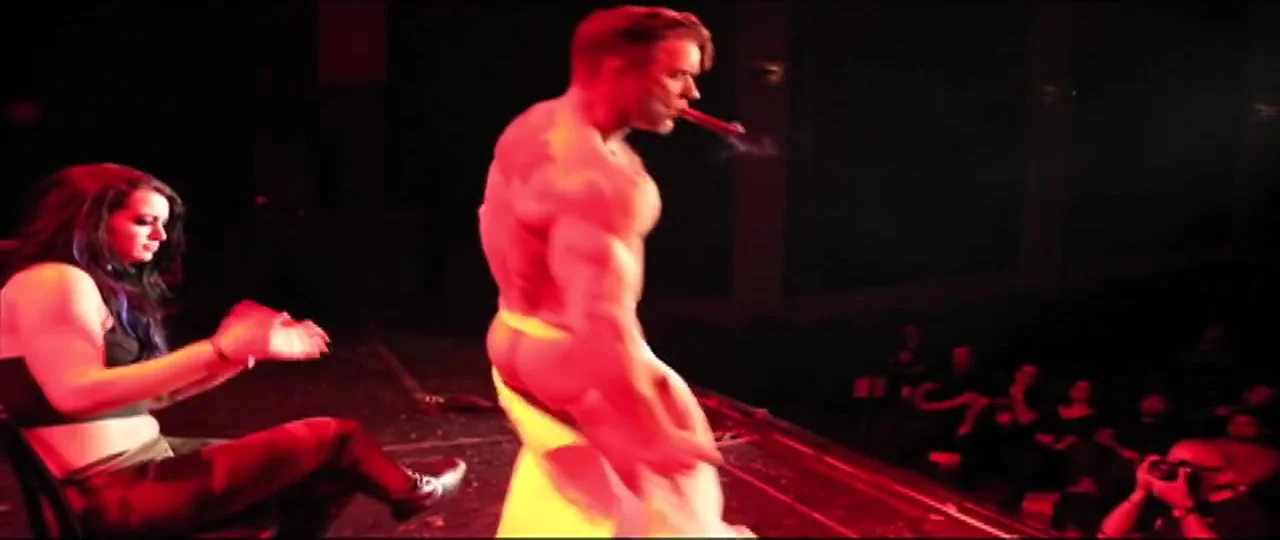 Wrestler Paige gets roleplay lapdance by Wolverine