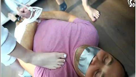 Two Dominant Girls Getting Their Feet In Smelly Socks Worshiped By A B