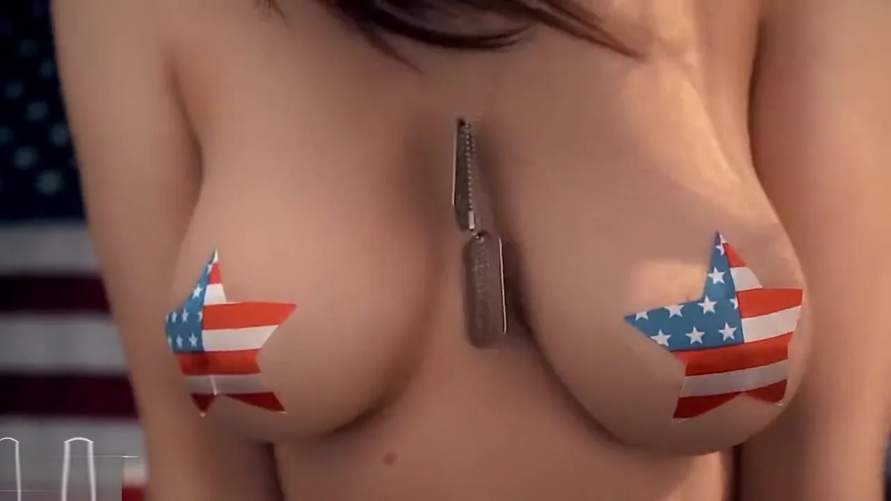 Standing Shaking Boobs Masturbation with Nipple Pasties! Happy 4th of July!