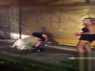 girl enjoys being hammered on the street