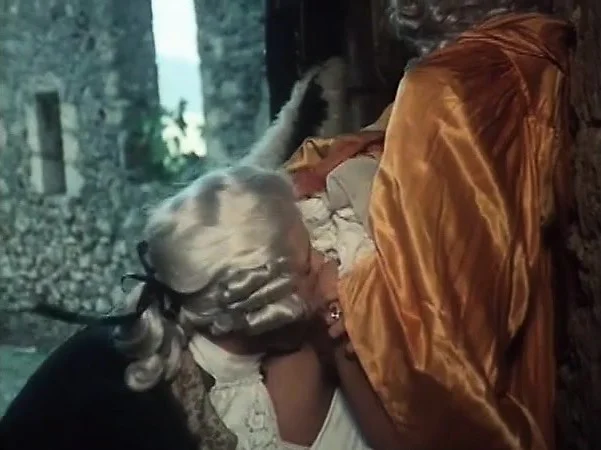 Cute blonde slut Rosa Caracciolo giving head in a period piece