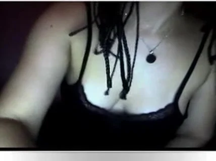 French milf plays with her tits on cam