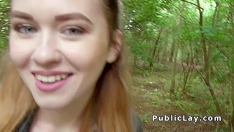 Blonde Brit fucks cock for cash outdoor