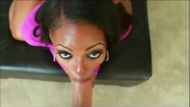 Naughty ebony babe POV cocksucking
