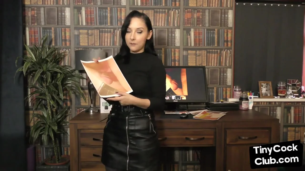 Small dick dirty talking session by femdom babe in leather