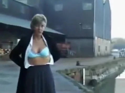 My beautiful wife flashes her private parts on the quayside