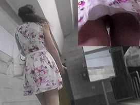 Really hot upskirt with dark-haired slim peach in public