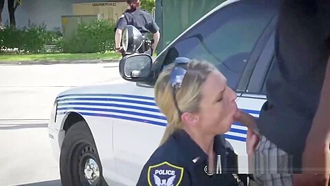 Milf cops subdue criminal into banging them out in broad daylight