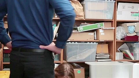 Mall cop gives shoplifter a dose of cock in his office