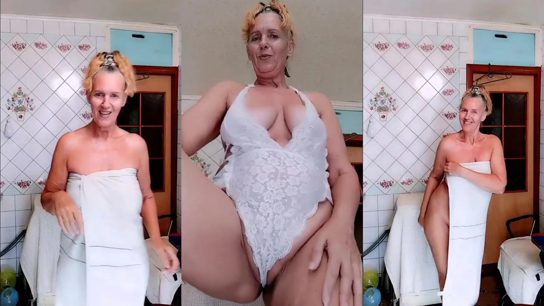 Hot Housewife Lukerya In White Lace Lingerie