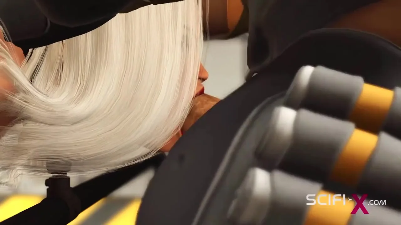 Sci-fi BDSM in the bunker with a sexy young cuffed blonde with many boobs