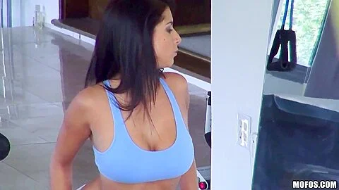 Amateur Evi Fox caresses after sport exercises