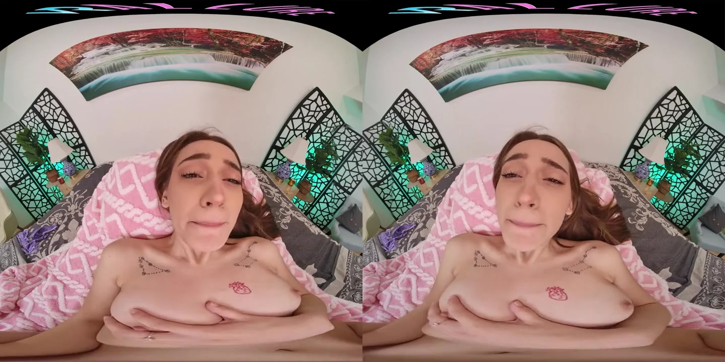 Brunette nympho rides her male sex doll in virtual reality