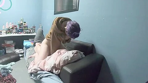 Young amateur with nice butt and petite tits rides husbands face