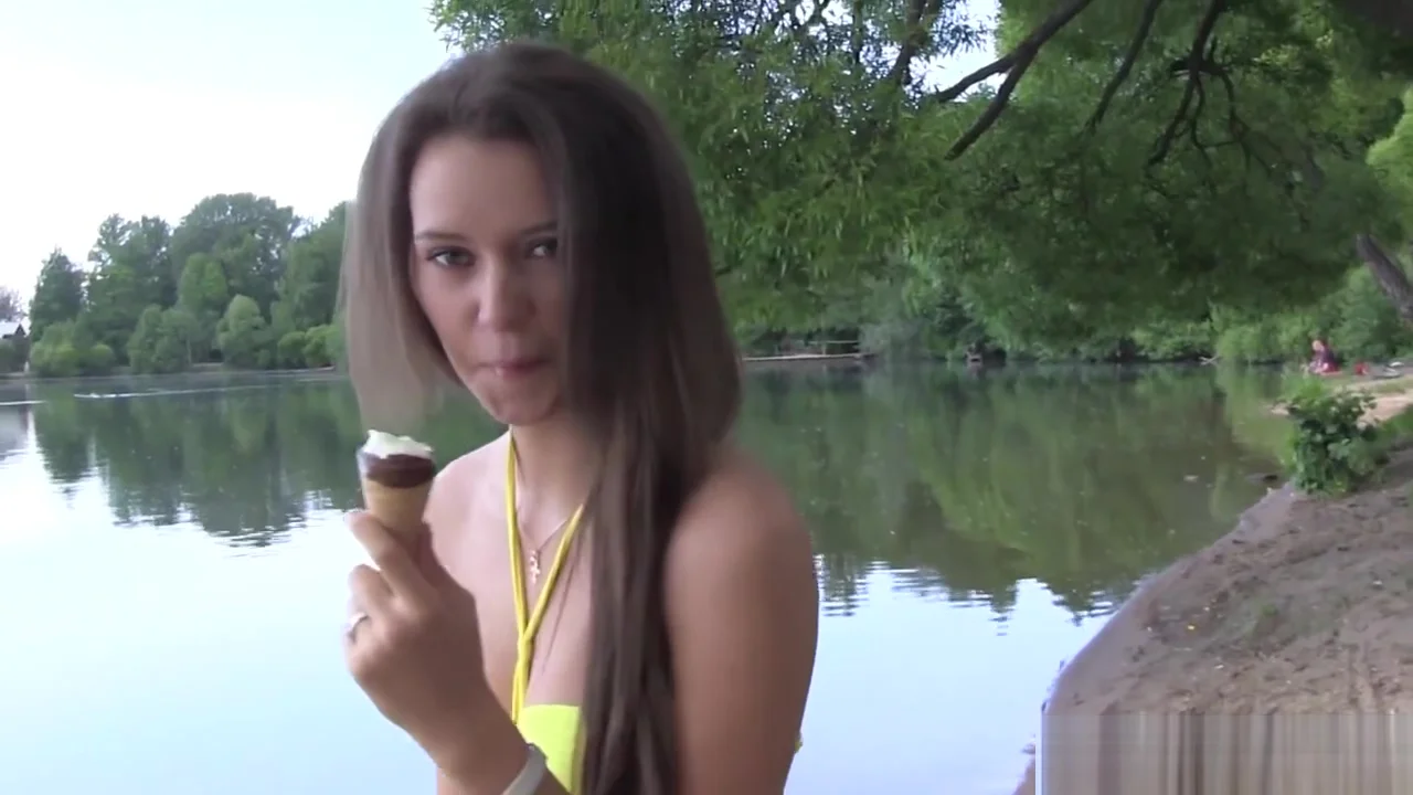 Entertainment. Beautiful shameless young girl Lucy G. posing naked outdoor.