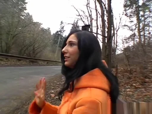 Brunette girl outdoor agrees for fuck for cash