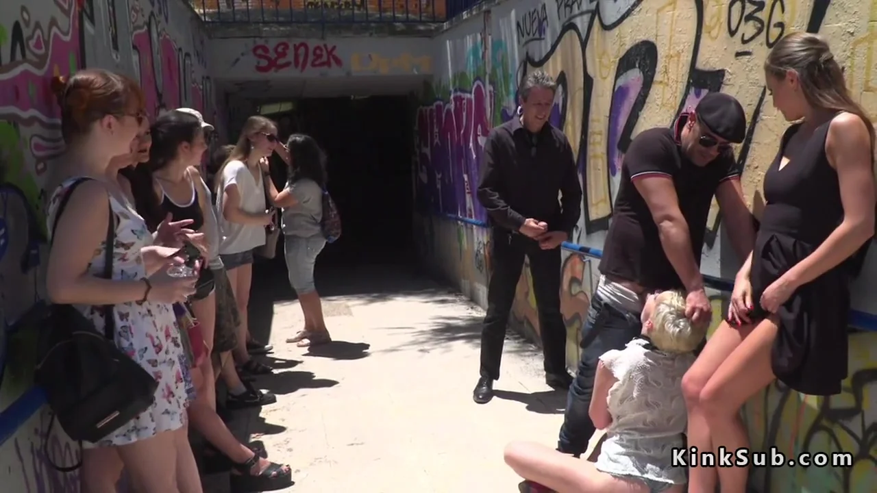 Blonde Slave Banged In Subway Entrance In Public
