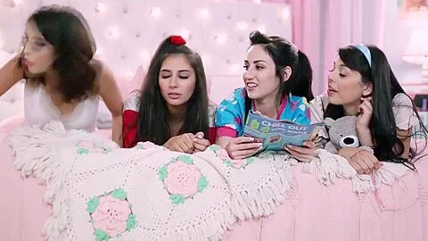 Rowdy teen 18+ got wild in a hot slumber lesbian orgy