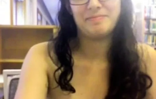 nerd getting naked in library