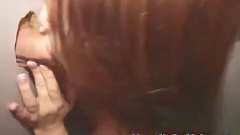 Chubby Bj Bitch Sucks Dick While Fight Breaks Out In Glory Hole Background Sperm Swallower!