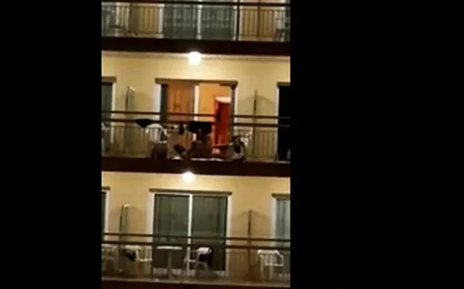 Public sex on the balcony