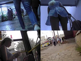 Sexy upskirt porn with amateur blonde in a public place
